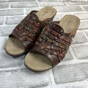 G.H Bass & Co Brown Lyric Women's Size 6 Brown Leather Wedge Huarache Sandals